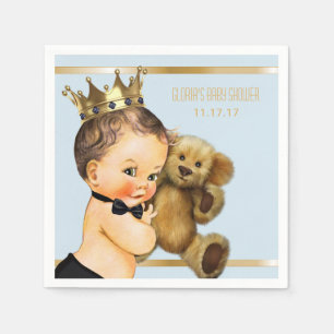 Prince Baby Boy Shower Personalized Baby Blue Gold Napkins