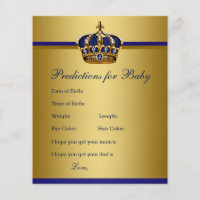 Prince Baby Shower Advice Prediction Game Cards Flyer