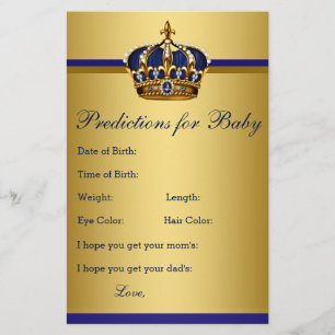 Prince Baby Shower Advice Prediction Game Cards Flyer