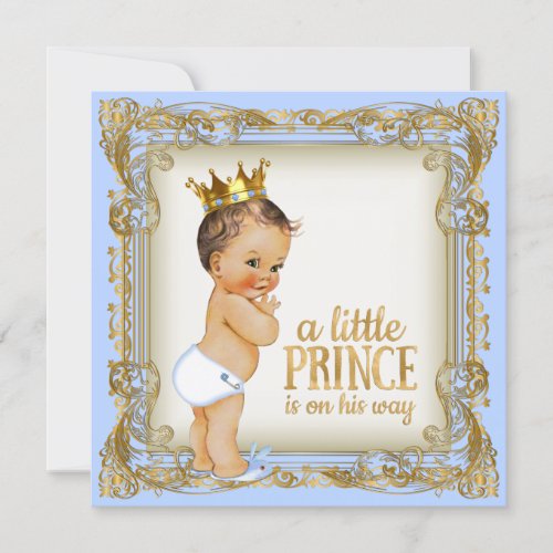 Prince Baby Shower Baby Blue Invitation