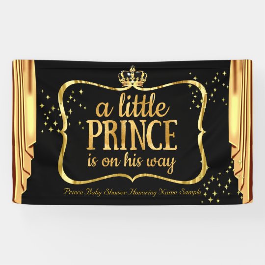 Prince Baby Shower Black Gold Crown Drapes Banner Zazzle Com