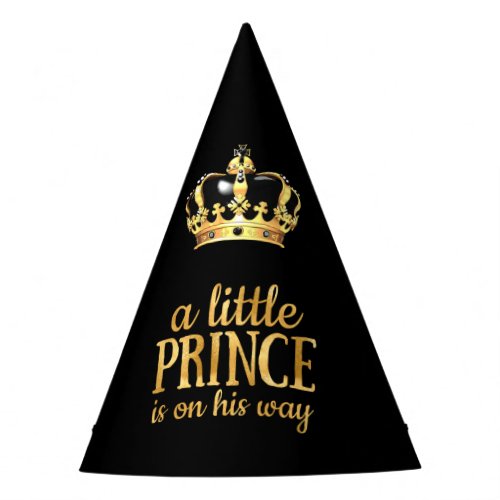 Prince Baby Shower Black Gold Crown Party Party Hat