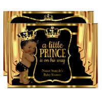 Prince Baby Shower Black Gold Drapes Ethnic Card
