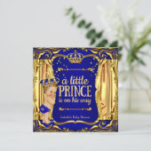 Prince Baby Shower Blue Gold Blonde Invite (Standing Front)