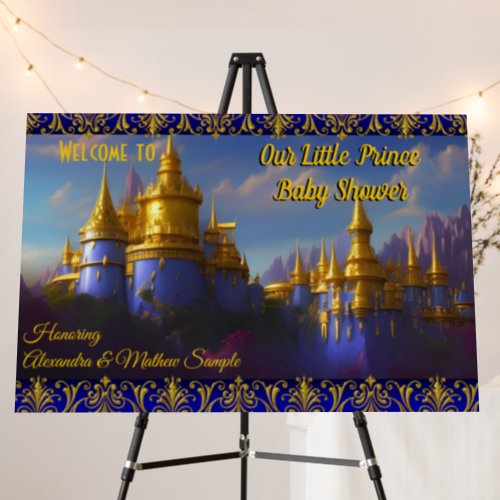 Prince Baby Shower Blue Gold Castle 2 Foam Board