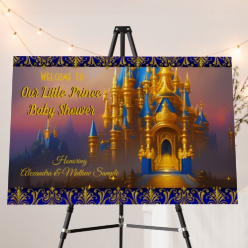 Prince Baby Shower Blue Gold Castle Foam Board