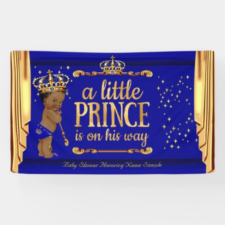 Prince Baby Shower Blue Gold Drapes Ethnic Banner 180342