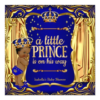 royal blue navy gold prince baby shower ethnic card | zazzle royal blue navy gold prince baby shower ethnic card | zazzle, Baby shower invitations