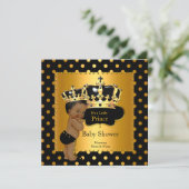 Prince Baby Shower Boy Black Gold Ethnic Invitation (Standing Front)