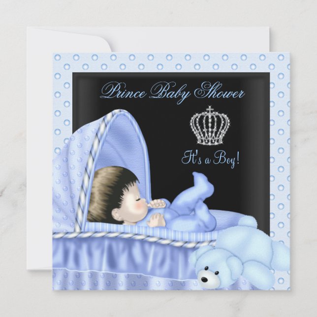 Prince Baby Shower Boy Blue Bassinette Invitation (Front)