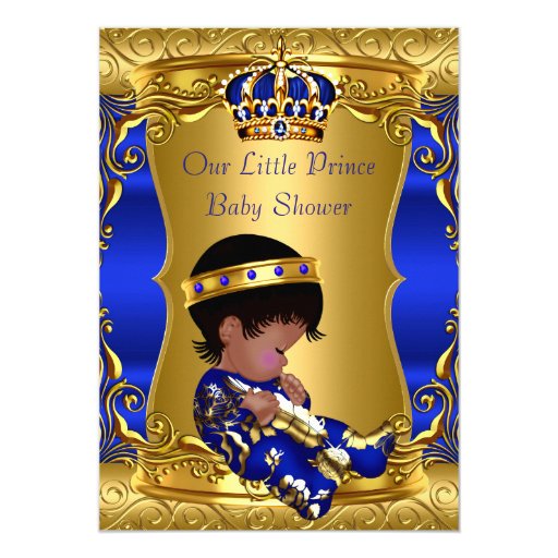 Prince Baby Shower Boy Blue Gold African American Card | Zazzle