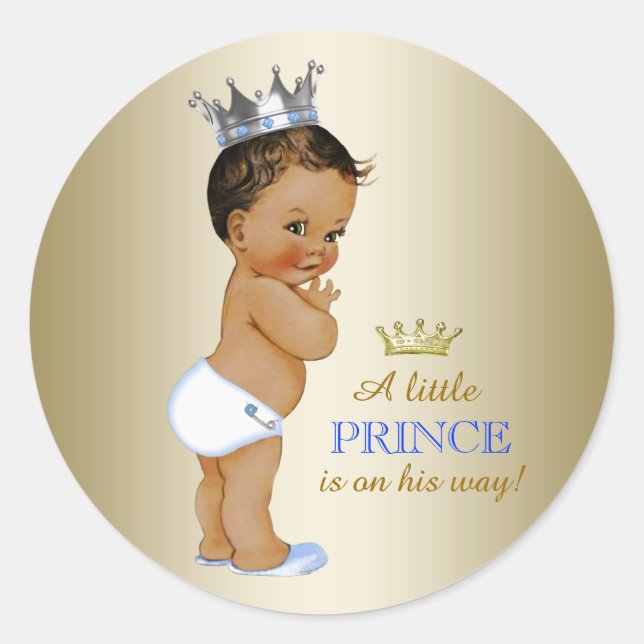 Prince Baby Shower Classic Round Sticker (Front)