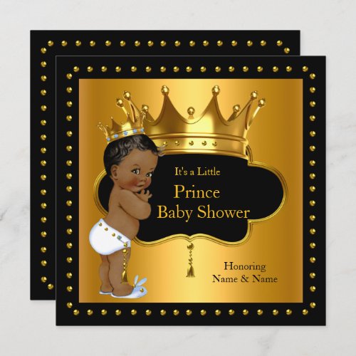 Prince Baby Shower Cute Boy Crown Ethnic Invitation
