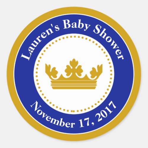 Prince Baby Shower Favor Stickers Blue Boy