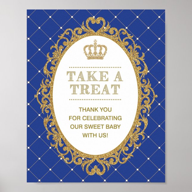 Prince Baby Shower Favors Candy Bar Sign Decor (Front)