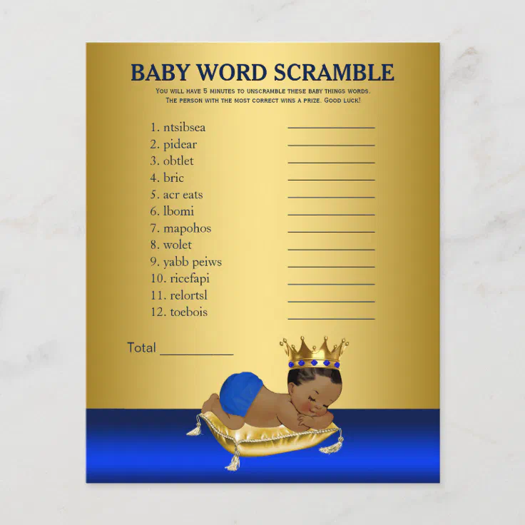 Prince Baby Shower Games Words and Rhyme | Zazzle