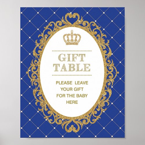 Prince Baby Shower Gift Table Decor Sign