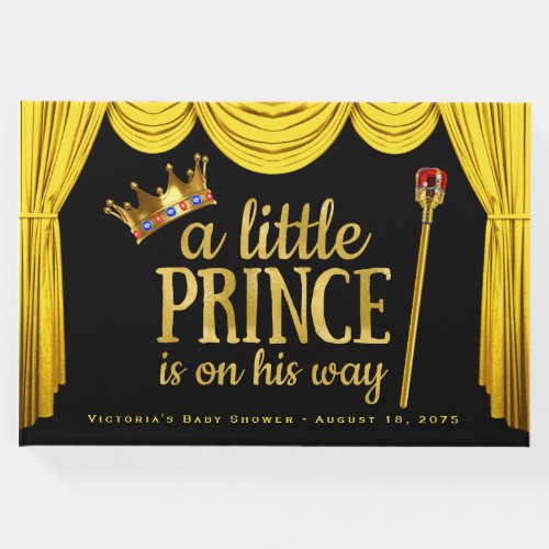 Prince Baby Shower Guest Book Black Gold Prince