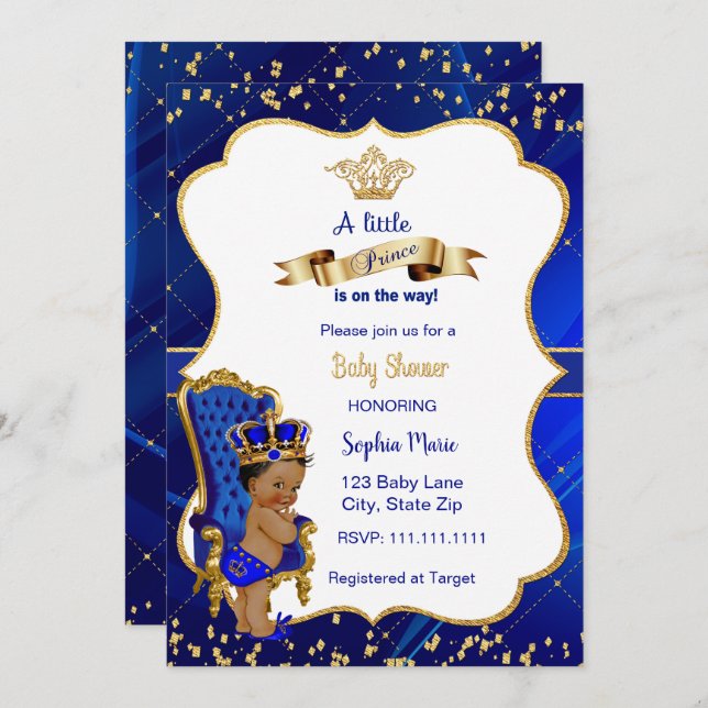 Prince Baby Shower Invitation Baby Boy Shower (Front/Back)