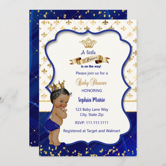 Prince Baby Shower invitation, Little prince Invitation (Front/Back)