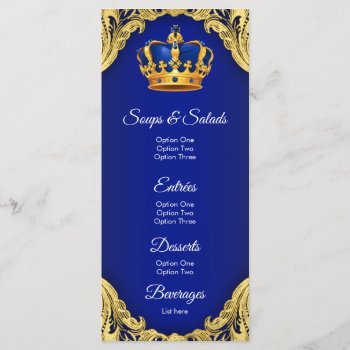 Prince Baby Shower Menu by BabyCentral at Zazzle