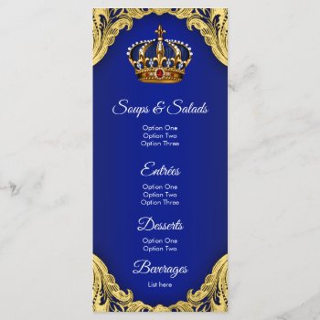 Prince Baby Shower Menus by BabyCentral at Zazzle