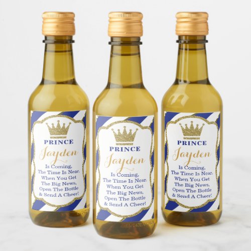Prince Baby Shower Mini Wine Bottle Labels