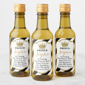 Prince Baby Shower Mini Wine Bottle Labels by DeReimerDeSign at Zazzle