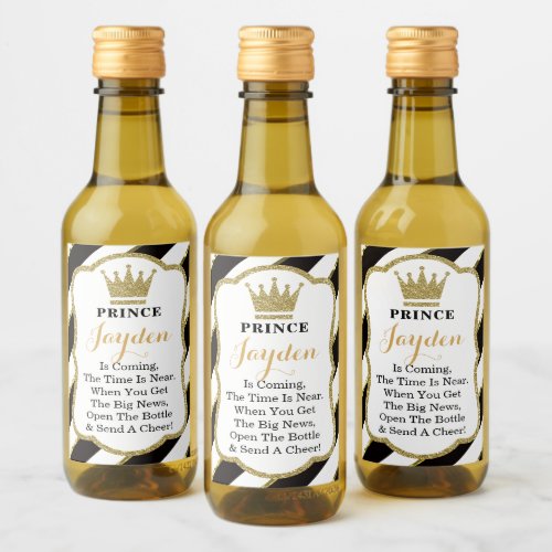 Prince Baby Shower Mini Wine Bottle Labels