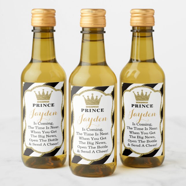 Prince Baby Shower Mini Wine Bottle Labels (Bottles)