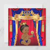 Prince Baby Shower Red Blue Gold Ethnic Invitation (Front)
