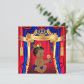 Prince Baby Shower Red Blue Gold Ethnic Invitation (Standing Front)