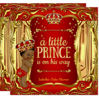 Prince Baby Shower Red Gold African American Card