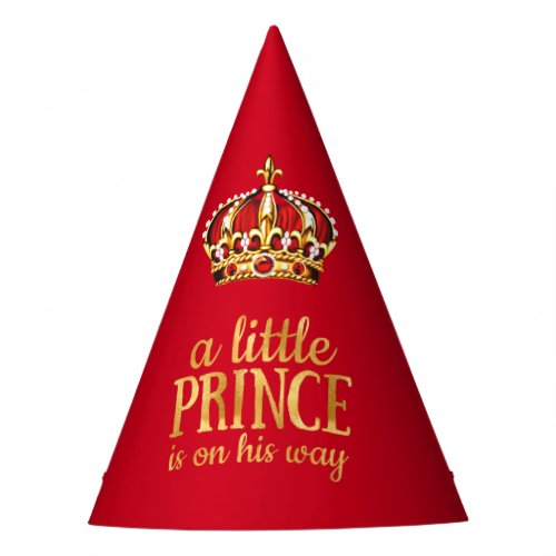 Prince Baby Shower Red Gold Crown Party Party Hat