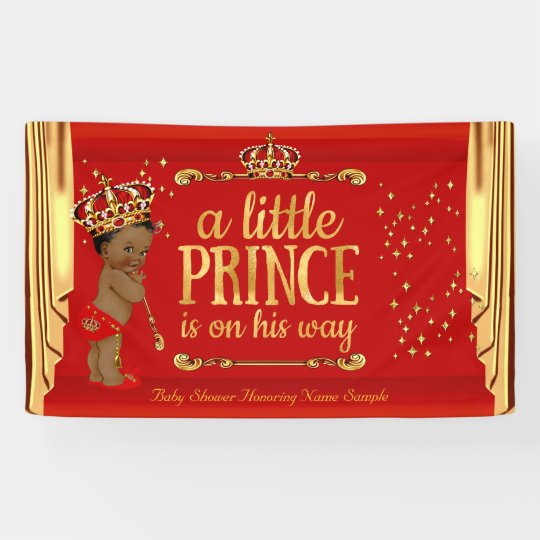 Prince Baby Shower Red Gold Drapes Ethnic Banner Zazzle Com