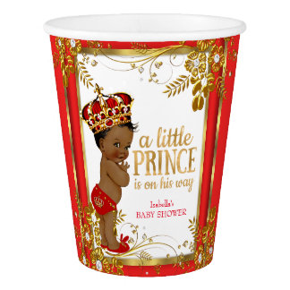 Prince Baby Shower Red Gold White Ethnic Paper Cup
