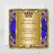 Prince Baby Shower Regal Gold Royal Blue Boy 2a Invitation (Back)