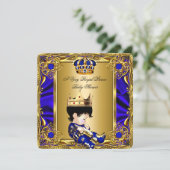 Prince Baby Shower Regal Gold Royal Blue Boy 2a Invitation (Standing Front)