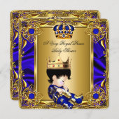 Prince Baby Shower Regal Gold Royal Blue Boy 2a Invitation (Front/Back)