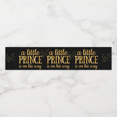 Prince Baby Shower Royal Black Gold Foil Boy Water Bottle Label