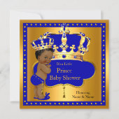 Prince Baby Shower Royal Blue Boy Crown Ethnic Invitation | Zazzle