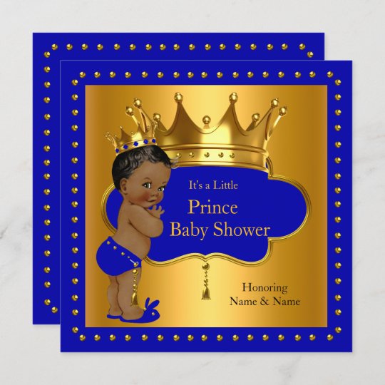 Prince Baby Shower Royal Blue Boy Crown Ethnic Invitation | Zazzle.com