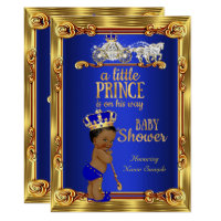 Prince Baby Shower Royal Blue Gold Carriage Ethnic Card