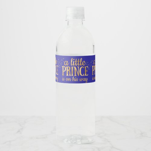 Prince Baby Shower Royal Blue Gold Foil Boy Water Bottle Label
