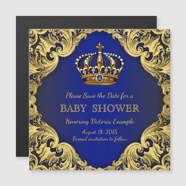Prince Baby Shower Save the Date Postcard Magnets (Front/Back)
