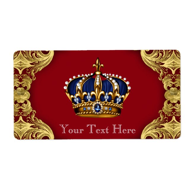 Prince Baby Shower Water Bottle Label (Front)