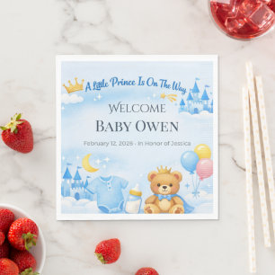 Prince Baby Shower Welcome Sign Boy Royal Theme Napkins