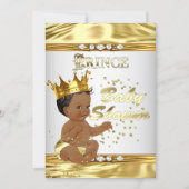 Prince Baby Shower White Gold Foil Ethnic Invitation (Front)
