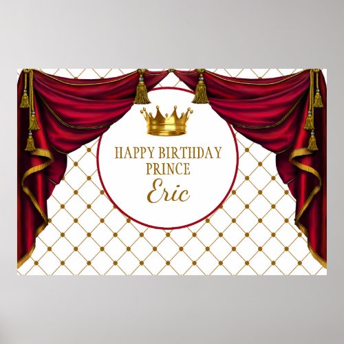 Prince Backdrop Prince Party Red and Gold Poster