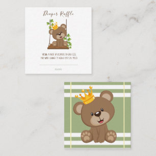 Prince Bear Swing Diaper Raffle Baby Shower Square Business Card